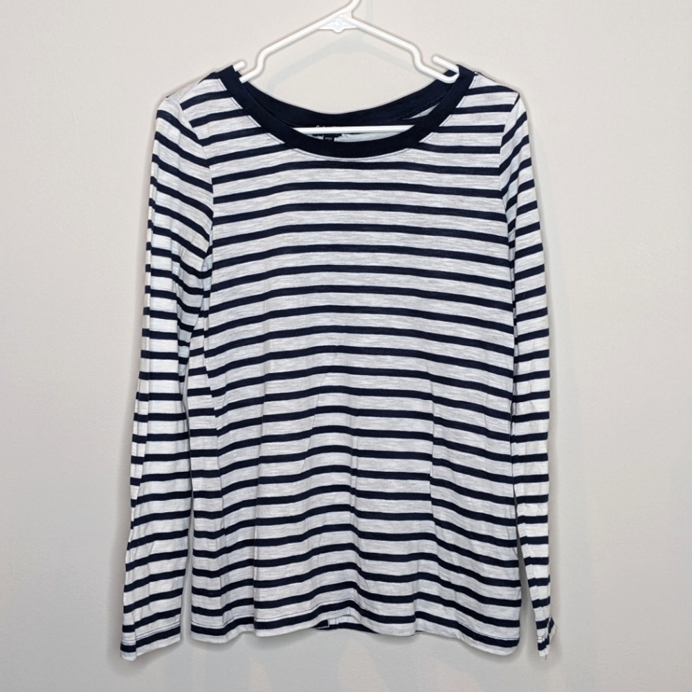 Splendid Navy White Stripe Button Back Shirt M